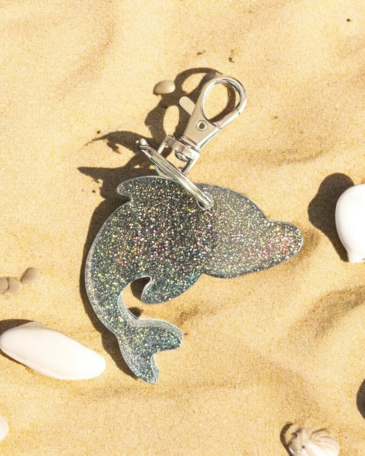 Black Shimmery Dolphin Keychain