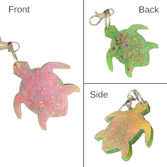 Pink Colorshift Turtle Keychain