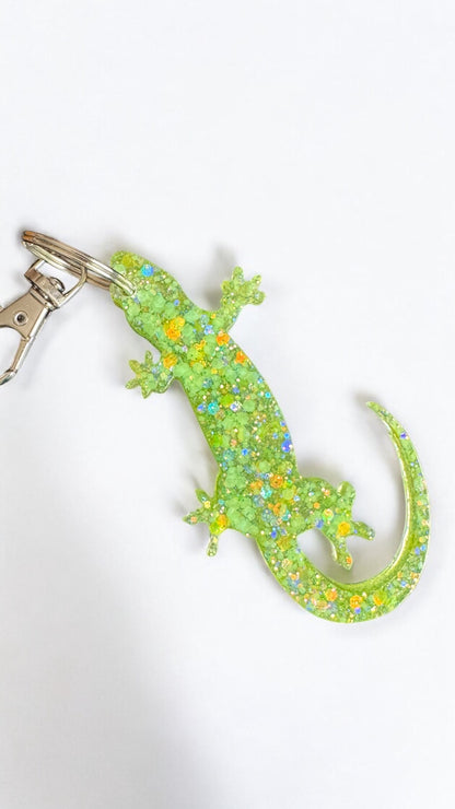 Green Glowing Lizard Keychain