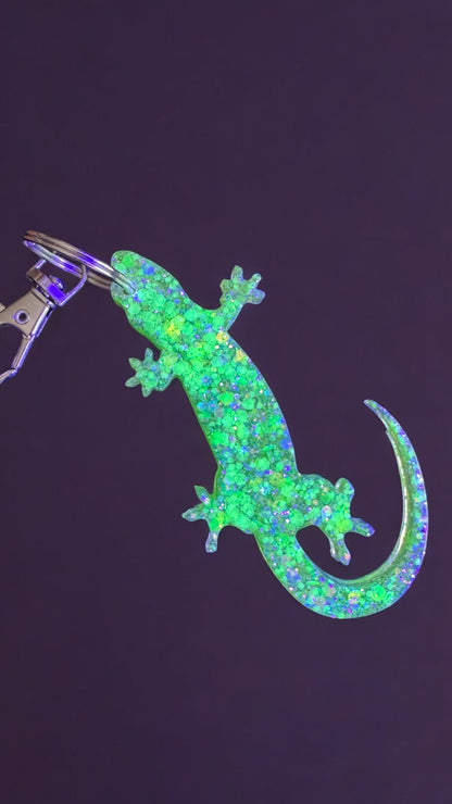 Green Glowing Lizard Keychain